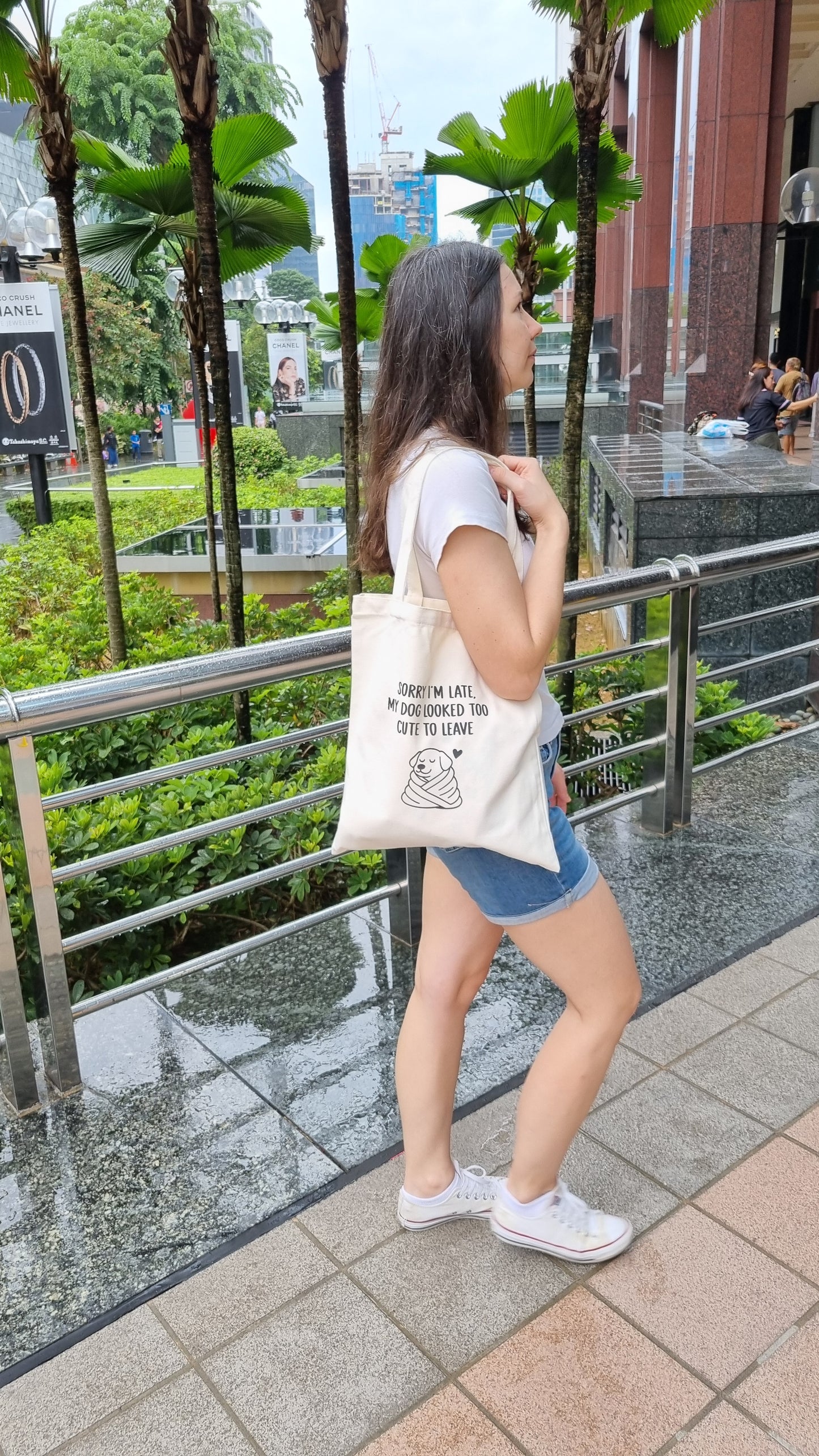 Adorable linen tote bag
