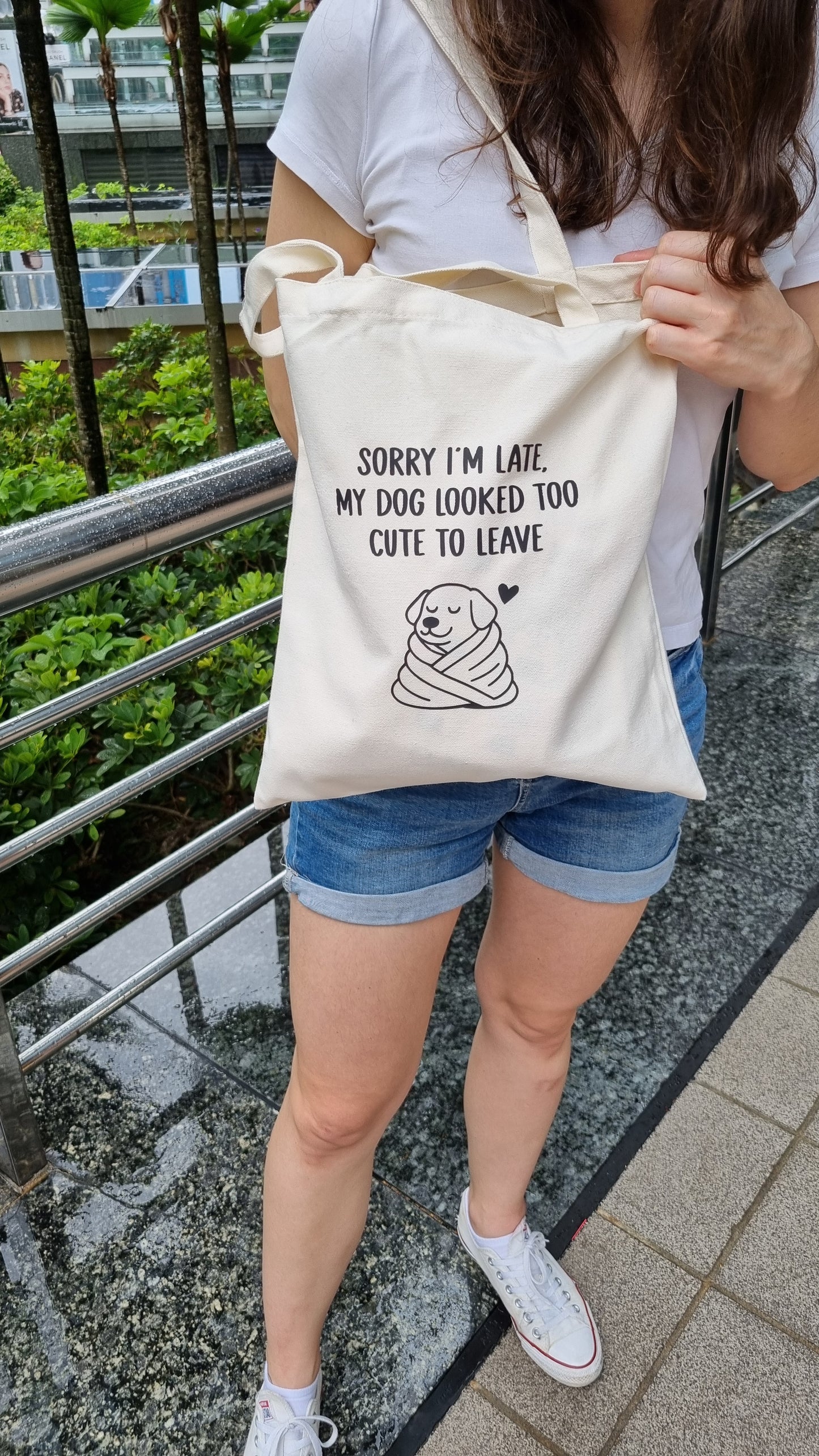 Adorable linen tote bag