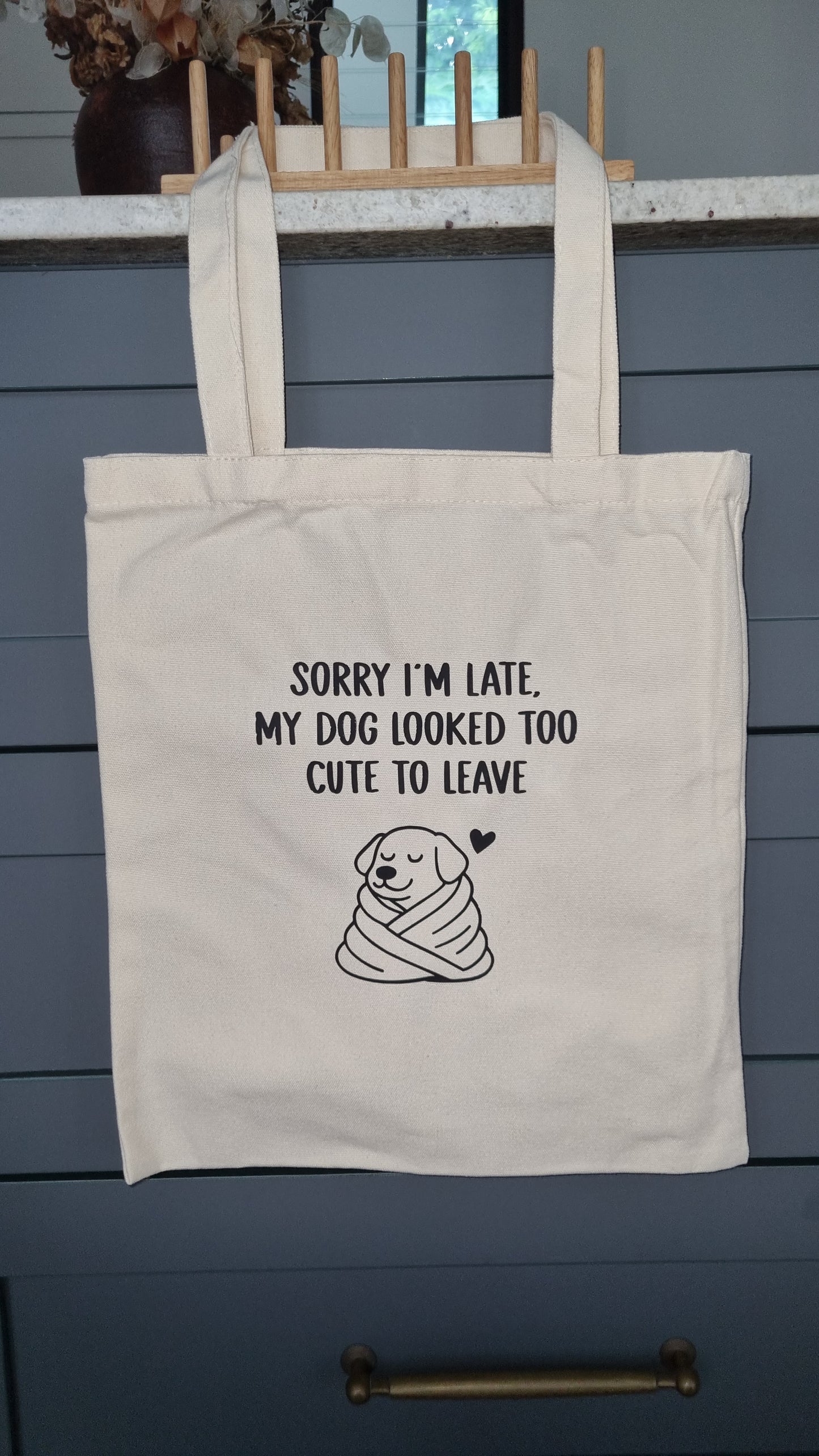Adorable linen tote bag