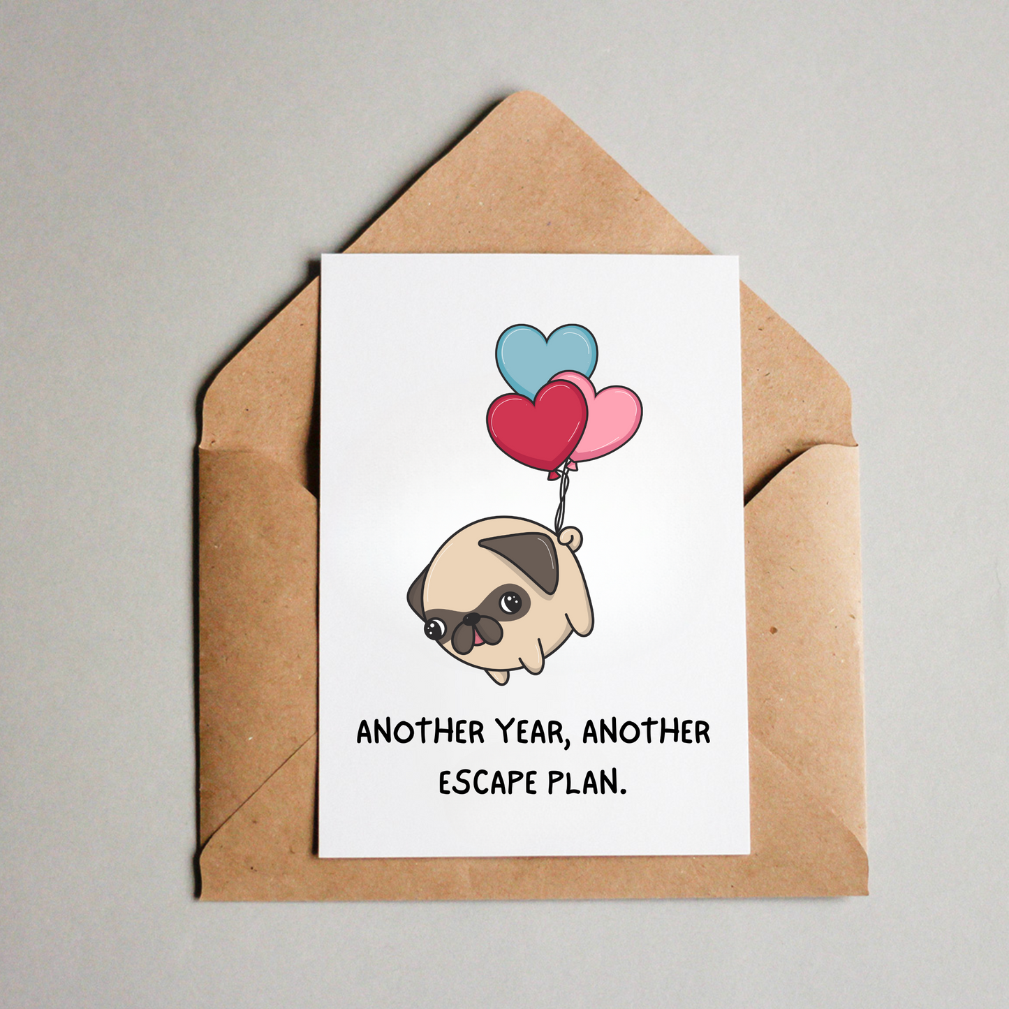 Birthday card - Escape Pug