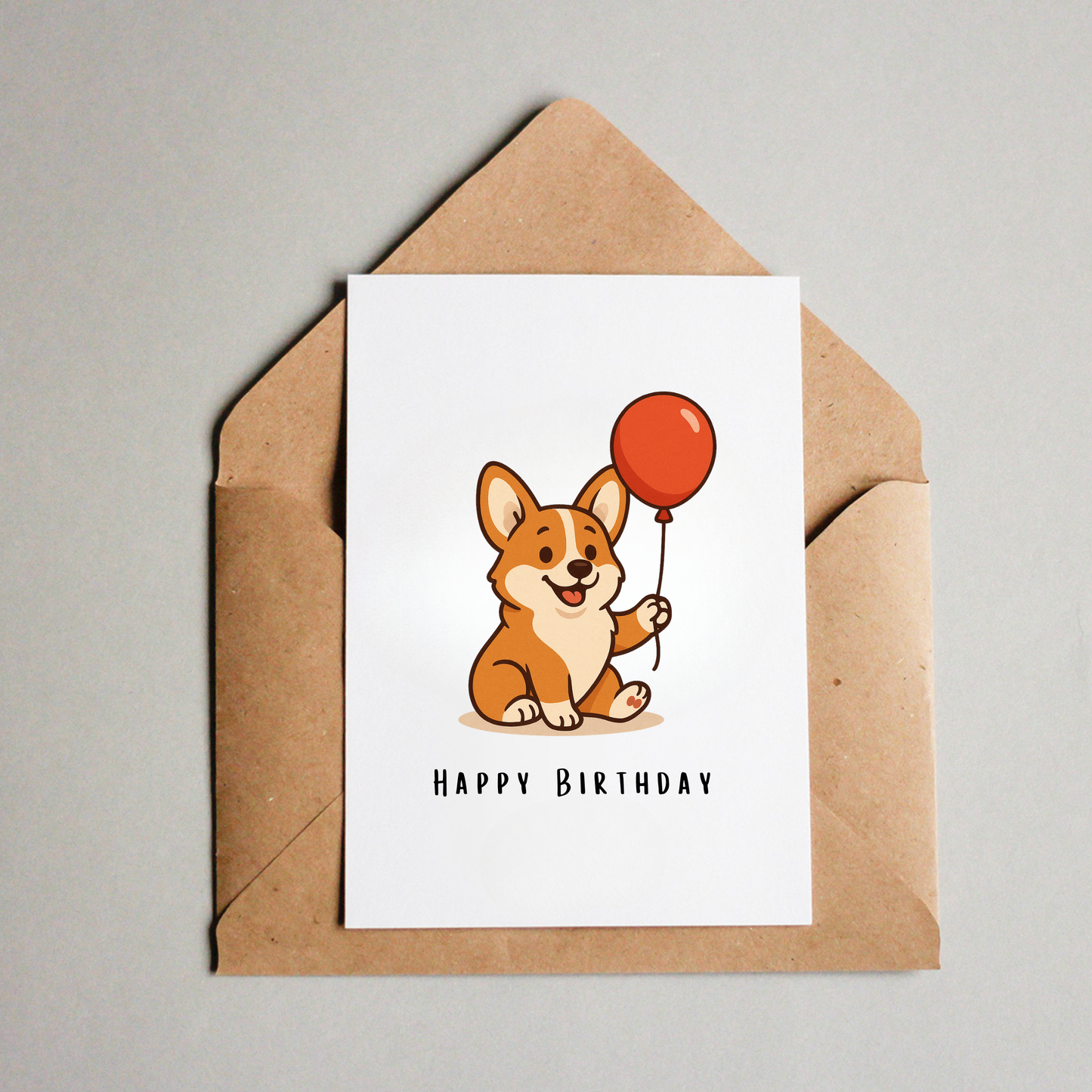 Birthday Card - Sitting Corgi