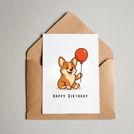 Birthday Card - Sitting Corgi